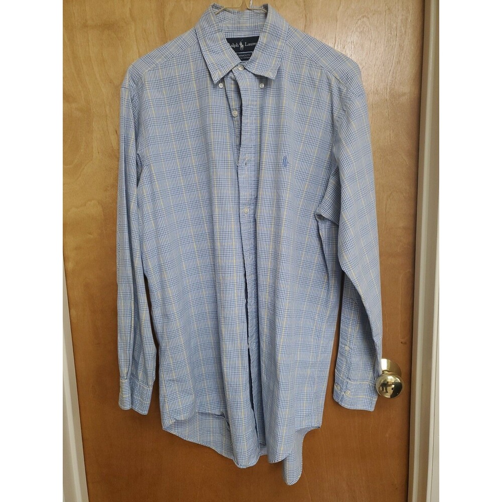 Ralph Lauren Blue Label 15 32/33 Dress Shirt blue yellow white plaid